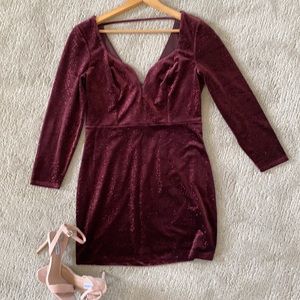 Express Maroon Velvet Dress